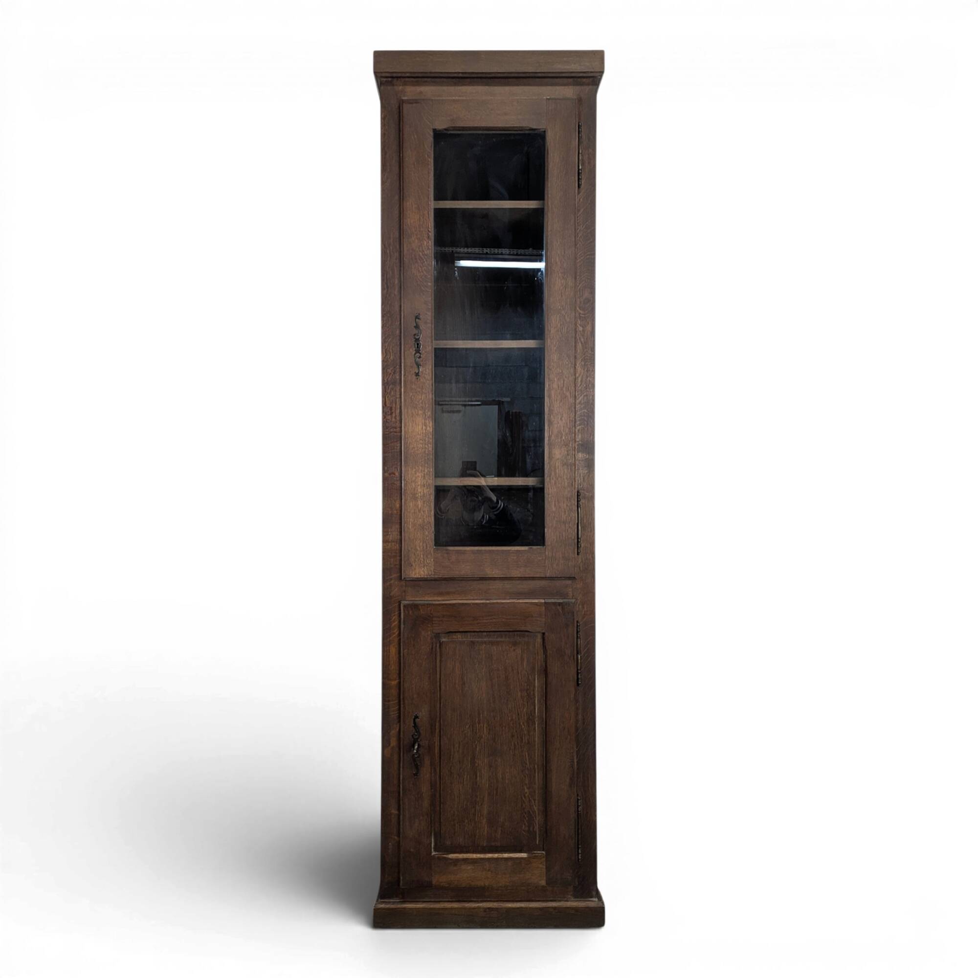 Colonne vitrine rustique en chêne massif