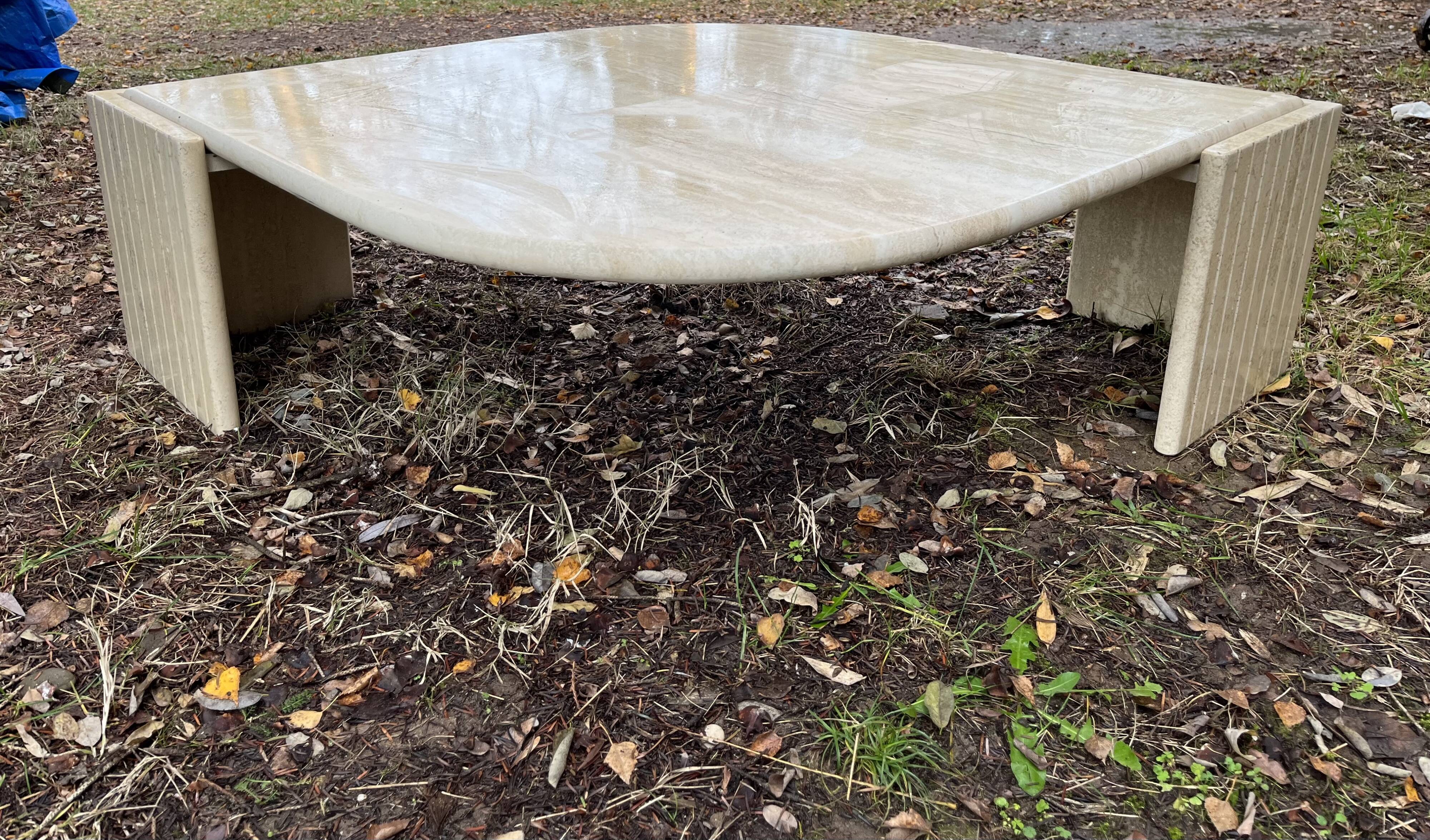 Travertine coffee table
