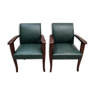 Pair of bridge chairs, in beech mahogany - 1940