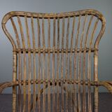 Belse 8 armchair in patinated rattan with high back Dutch Design 1950