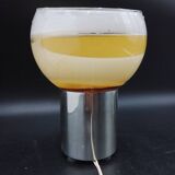 Ancienne lampe bougie brûle parfum design 1970 en aluminium et verre pop art
