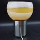 Old candle lamp perfume burner design 1970 in aluminum and pop art glass