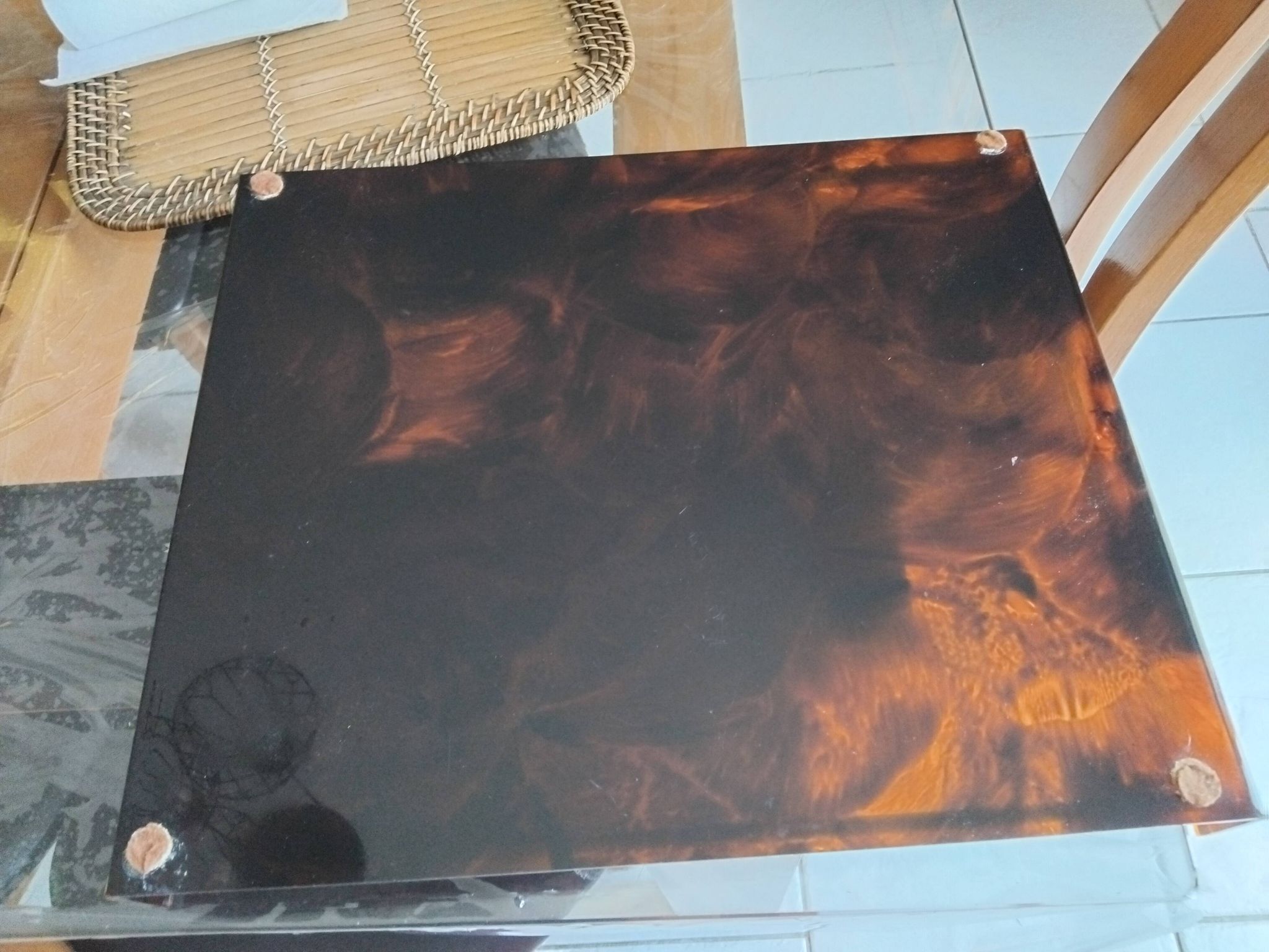 Vintage maison mercier tray in tortoiseshell lucite