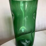 Vase XXXL pinched in blown Empoli glass Italian design 1960