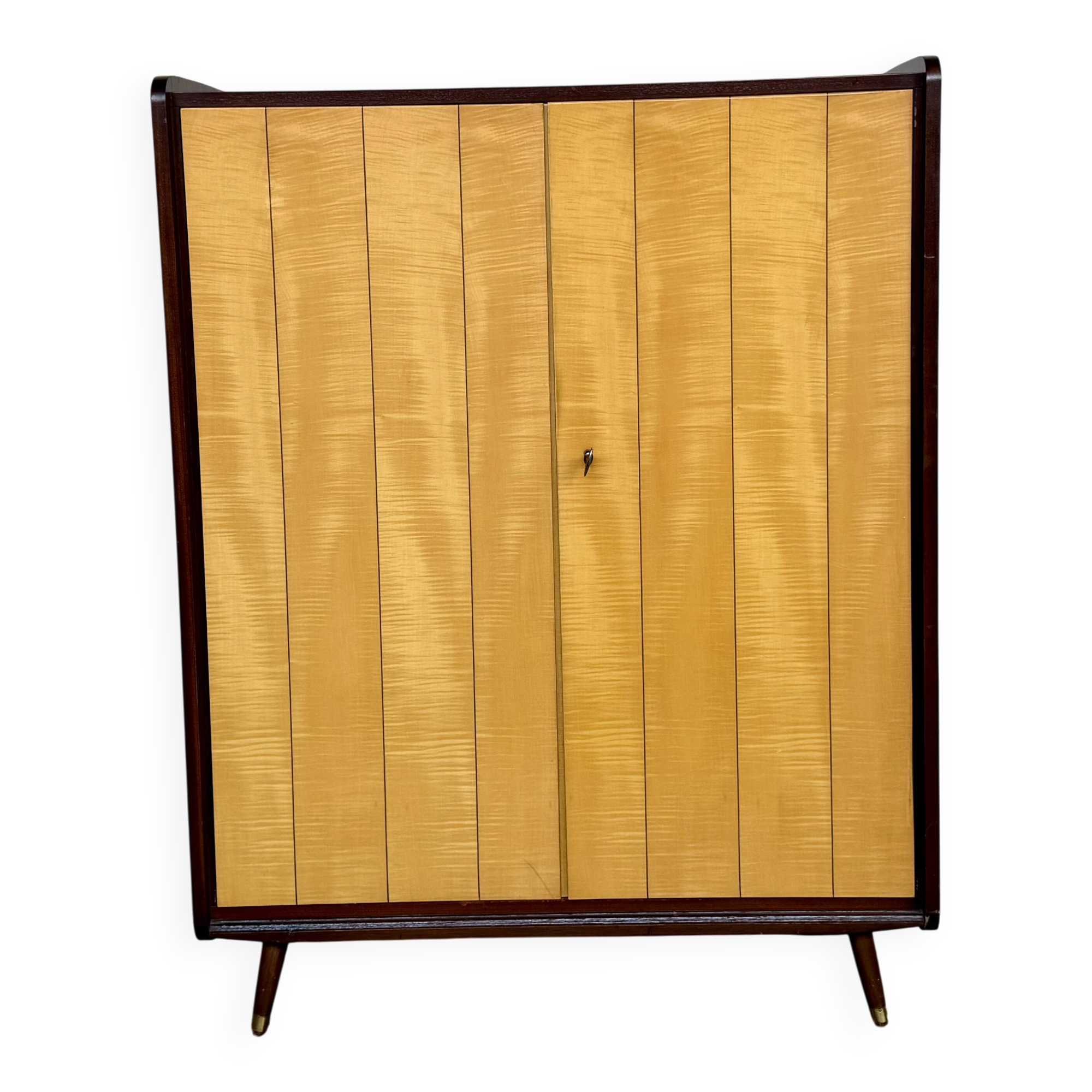 Armoire vintage deux portes pieds compas bi couleur