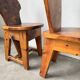 Paire de chaises brutalistes savoyardes en pin
