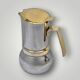 Antique Italian Stella coffee maker – size 2 – stainless steel and gold metal