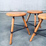 Industrial Low Tripod Stools, Belgium, 1950s, Set of 3