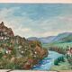 Oil painting on canvas castle signed vintage