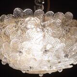 Elegant Murano Ceiling Light Gold and Trasparent Flower by Seguso for Venin