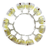 Set of 12 glasses - VMC Reims Arlequin champagne glasses - yellow decor