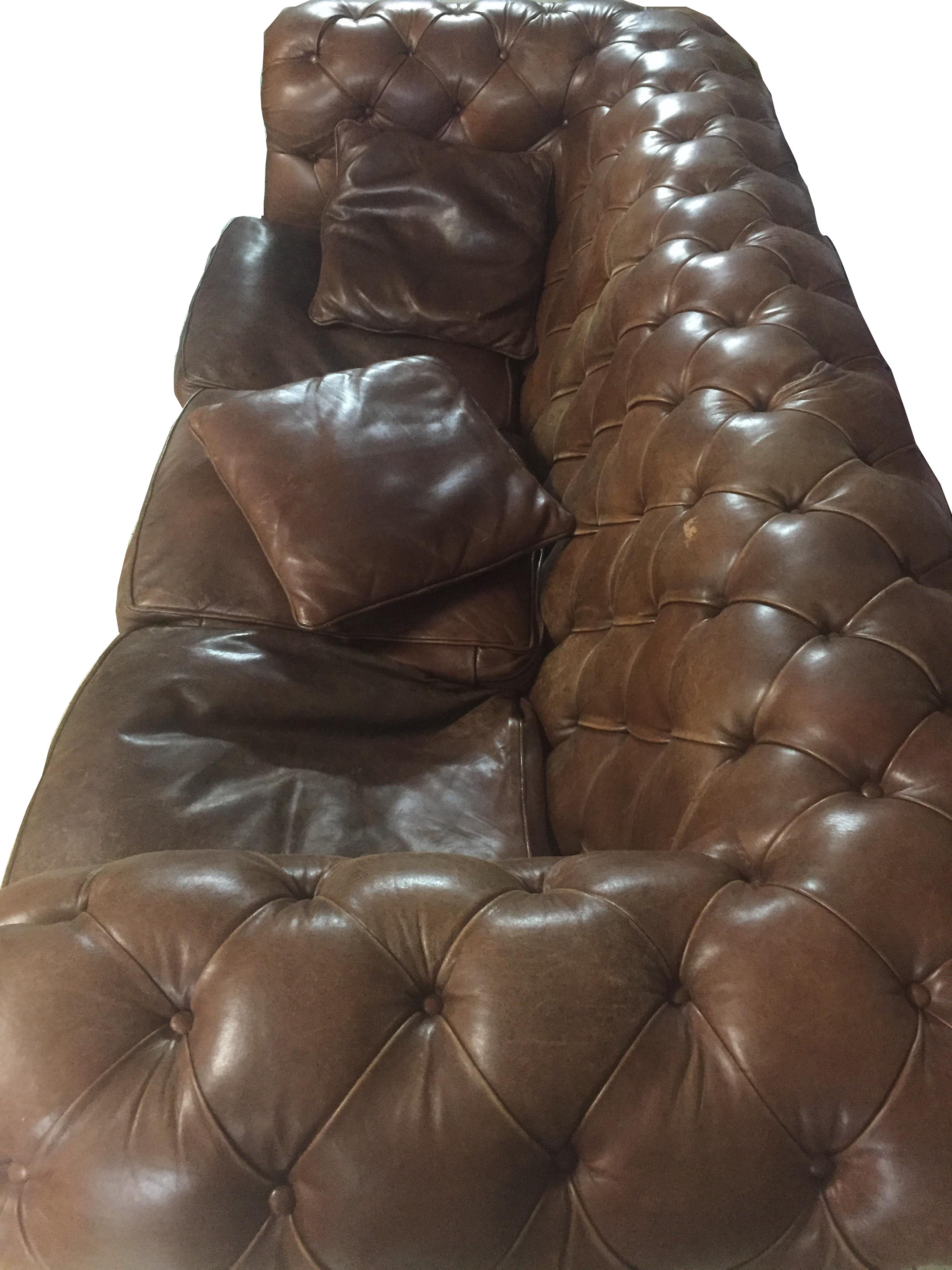 Chesterfield style sofa in vintage brown leather