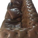 Chesterfield style sofa in vintage brown leather