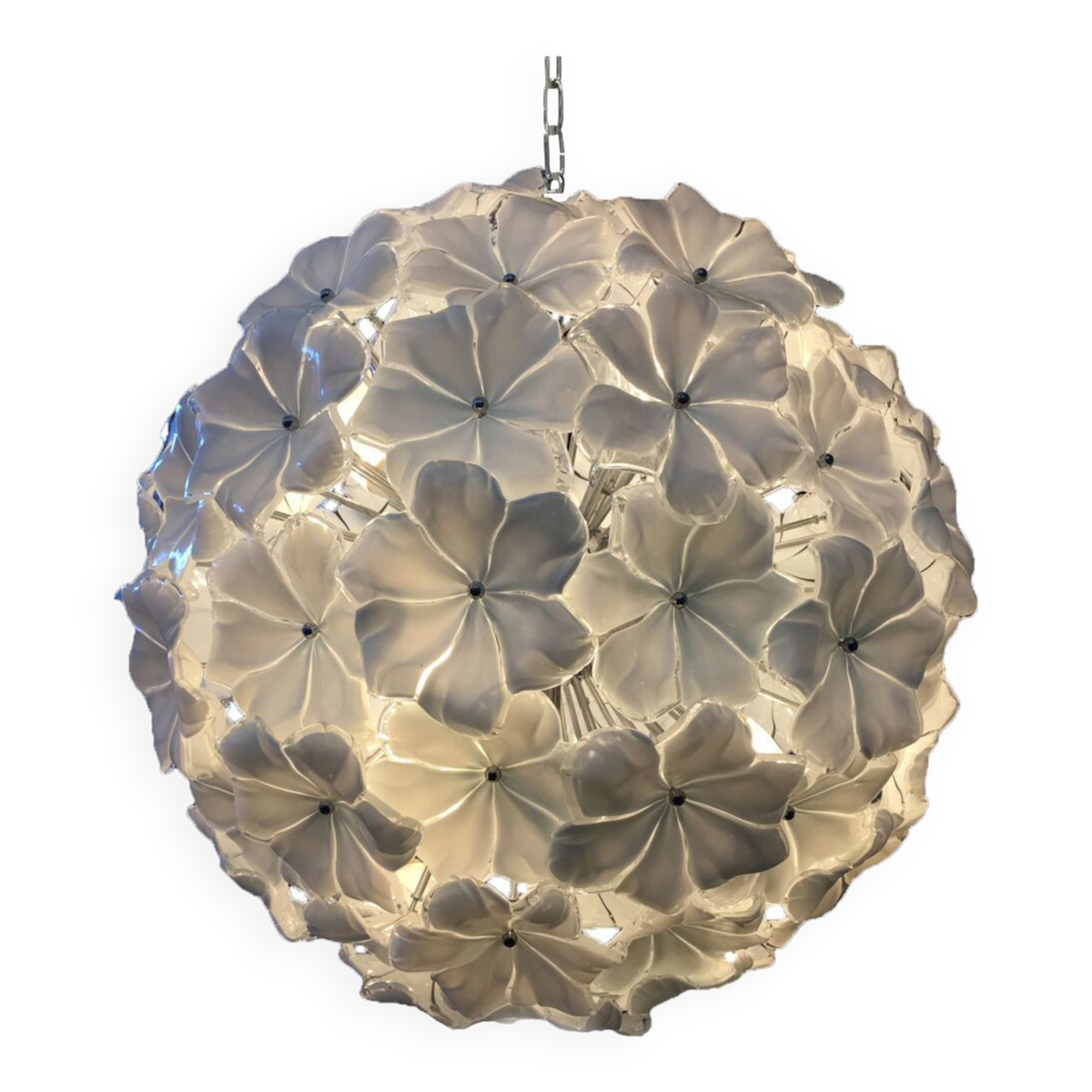 White lotus murano glass sputnik chandelier d60