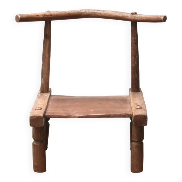 Chaise Baoulé Africaine ancienne en bois, début du 20eme siècle