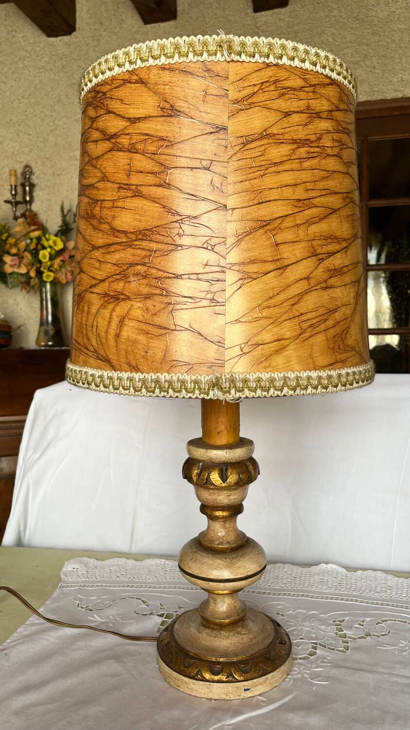 Vintage wooden table lamp