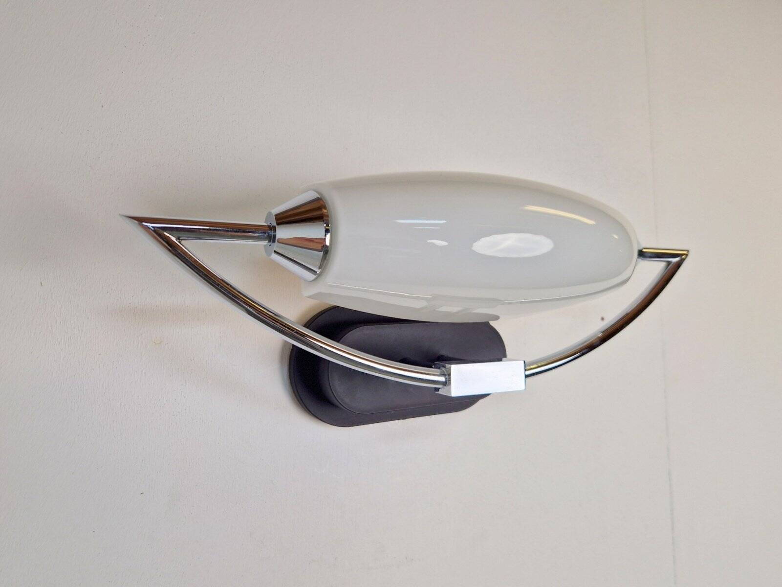 Vintage Bolero Wall Lamp in White Glass by Dieter Sieger for Peill & Putzler, Germany, 1970s