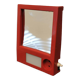 Red danish make up mirror with light and power plug from the 1970