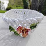 White woven ceramic planter mid-twentieth