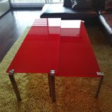 Red glass trundle coffee table by Jean Nouvel edited by Zeritalia