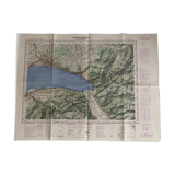 Map Thonon les bains - Lausanne - Montreux - Lac Leman - 1965