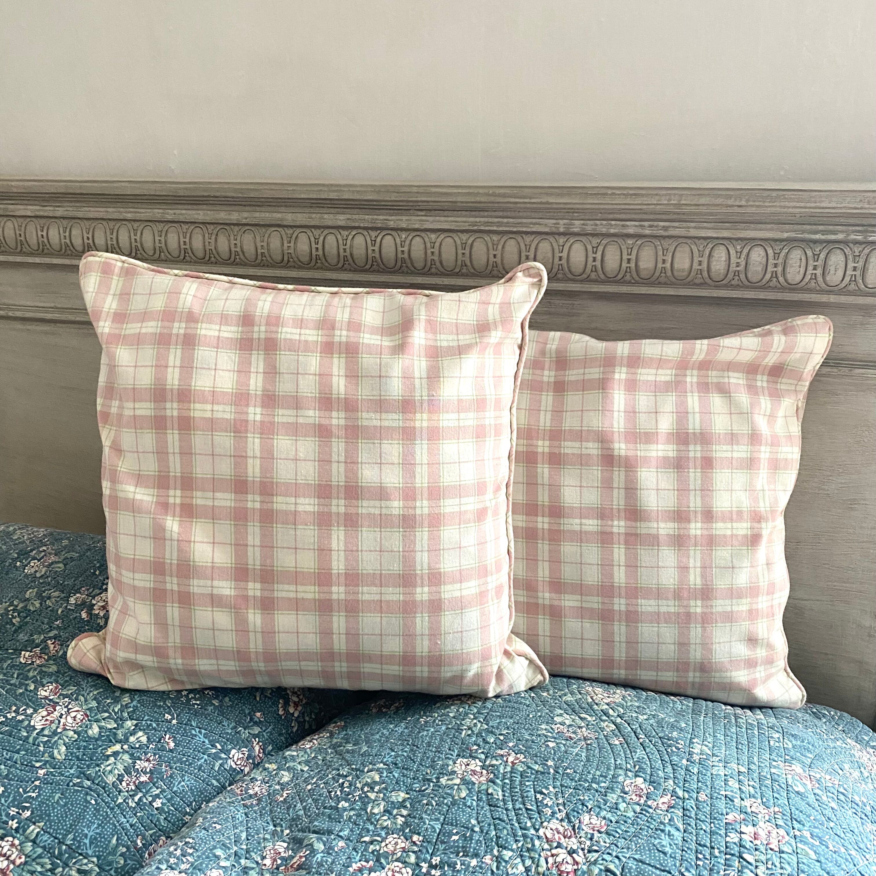Vintage plaid cushions Laura Ashley