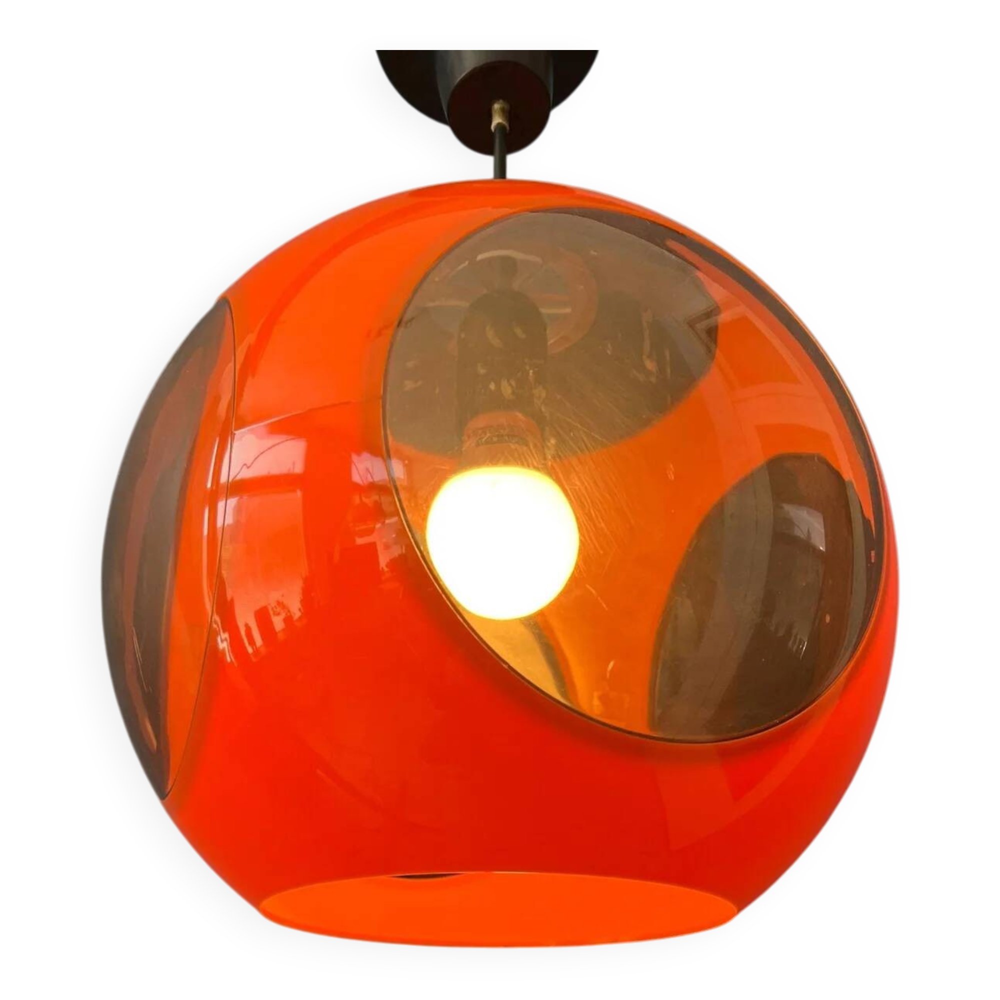 Vintage orange 'bug eye' Massive space age pendant lamp