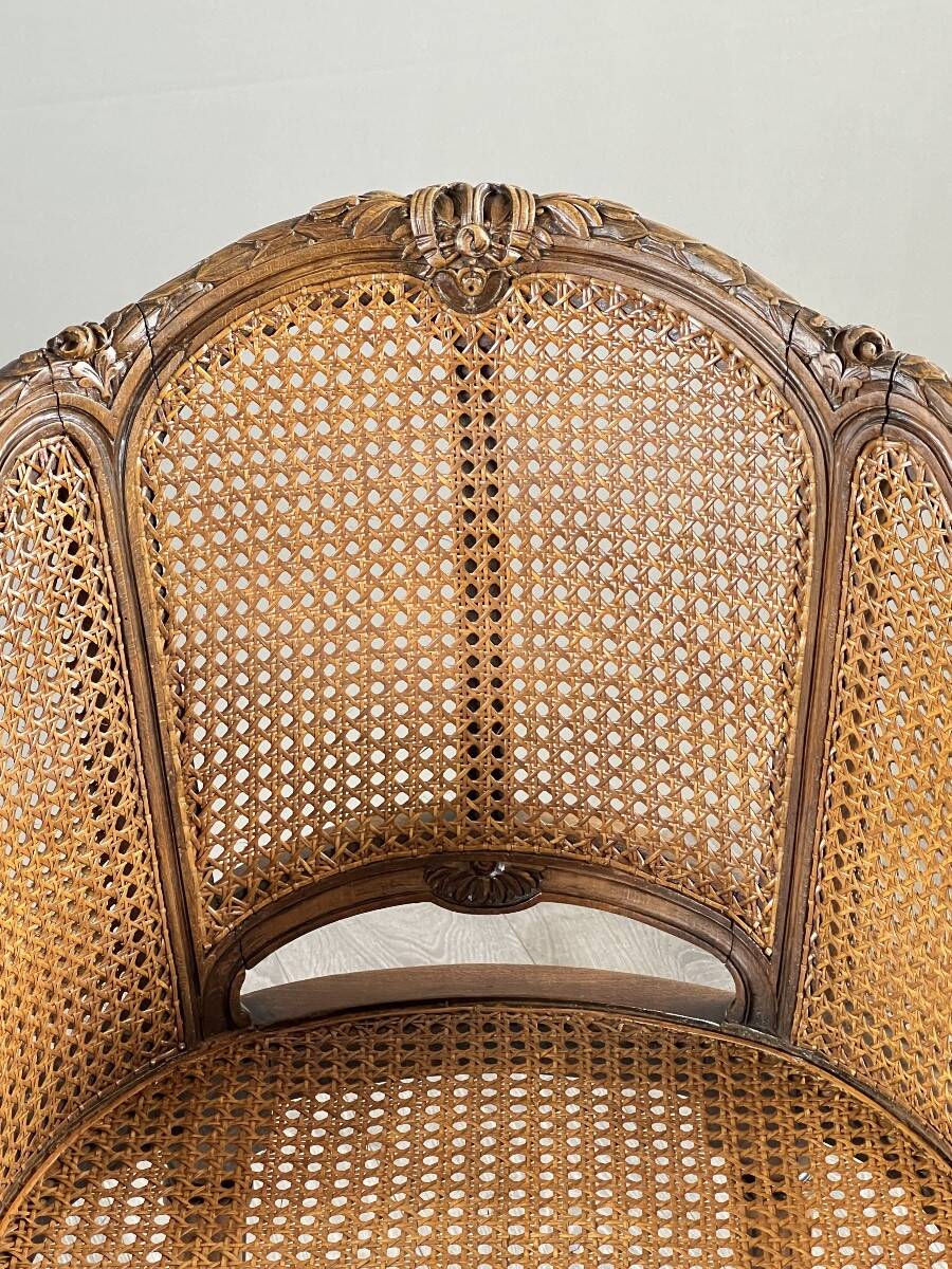 Pair of caned armchairs in Louis XVI style, 19th century