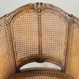 Pair of caned armchairs in Louis XVI style, 19th century