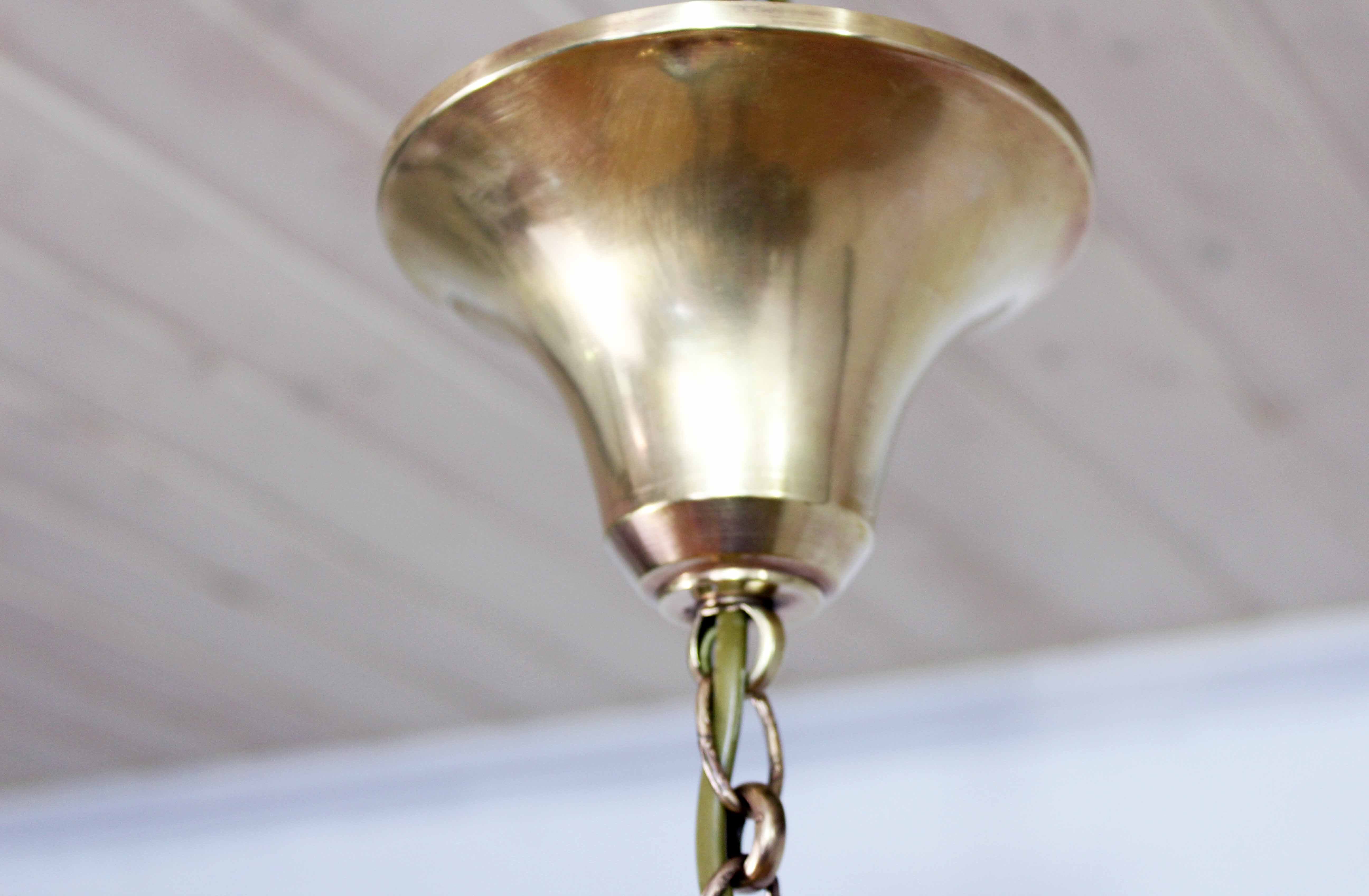 Art Deco suspension in pink and brass glass