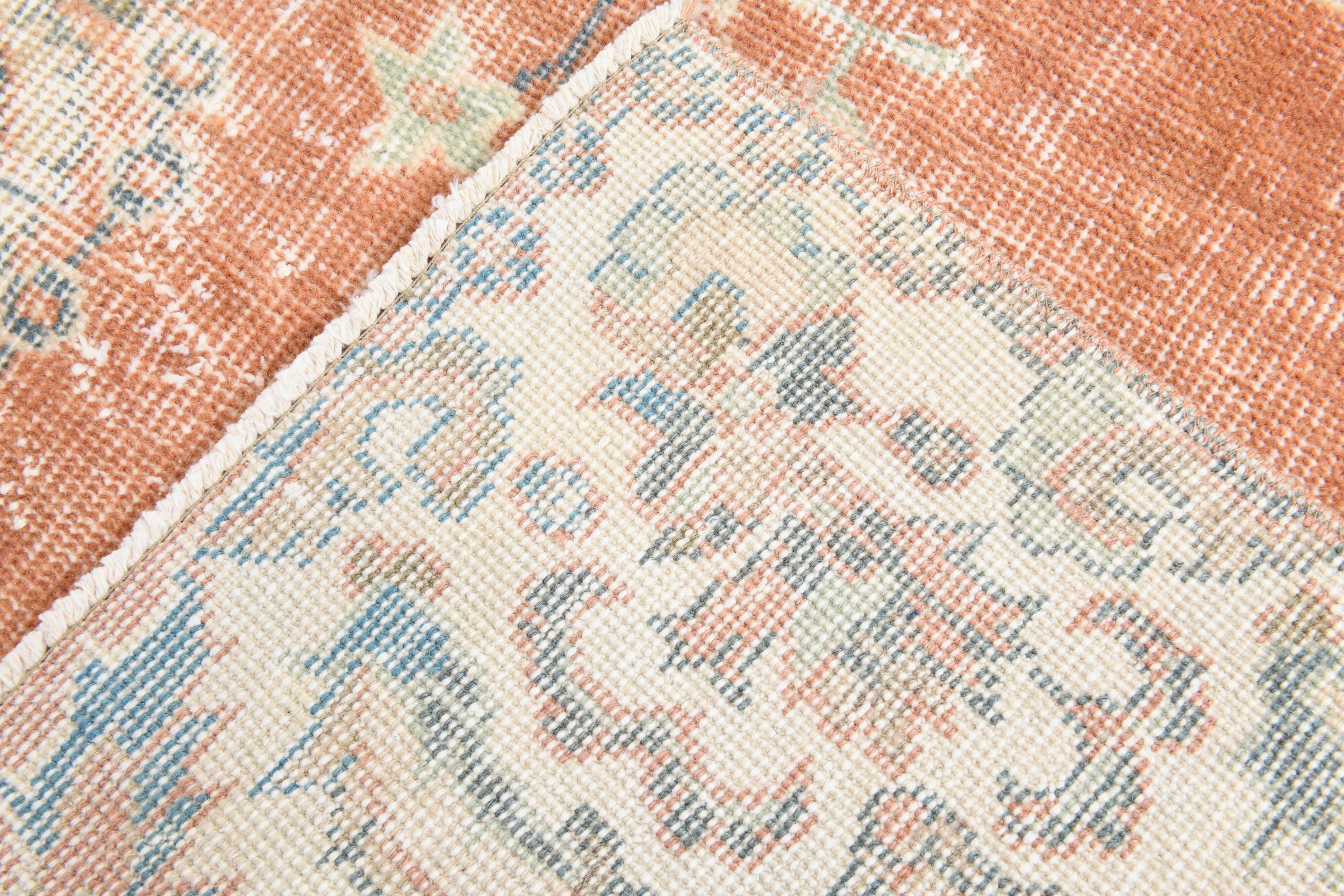 Tapis vintage en laine orange 310 x 217 cm, fait main, grand format