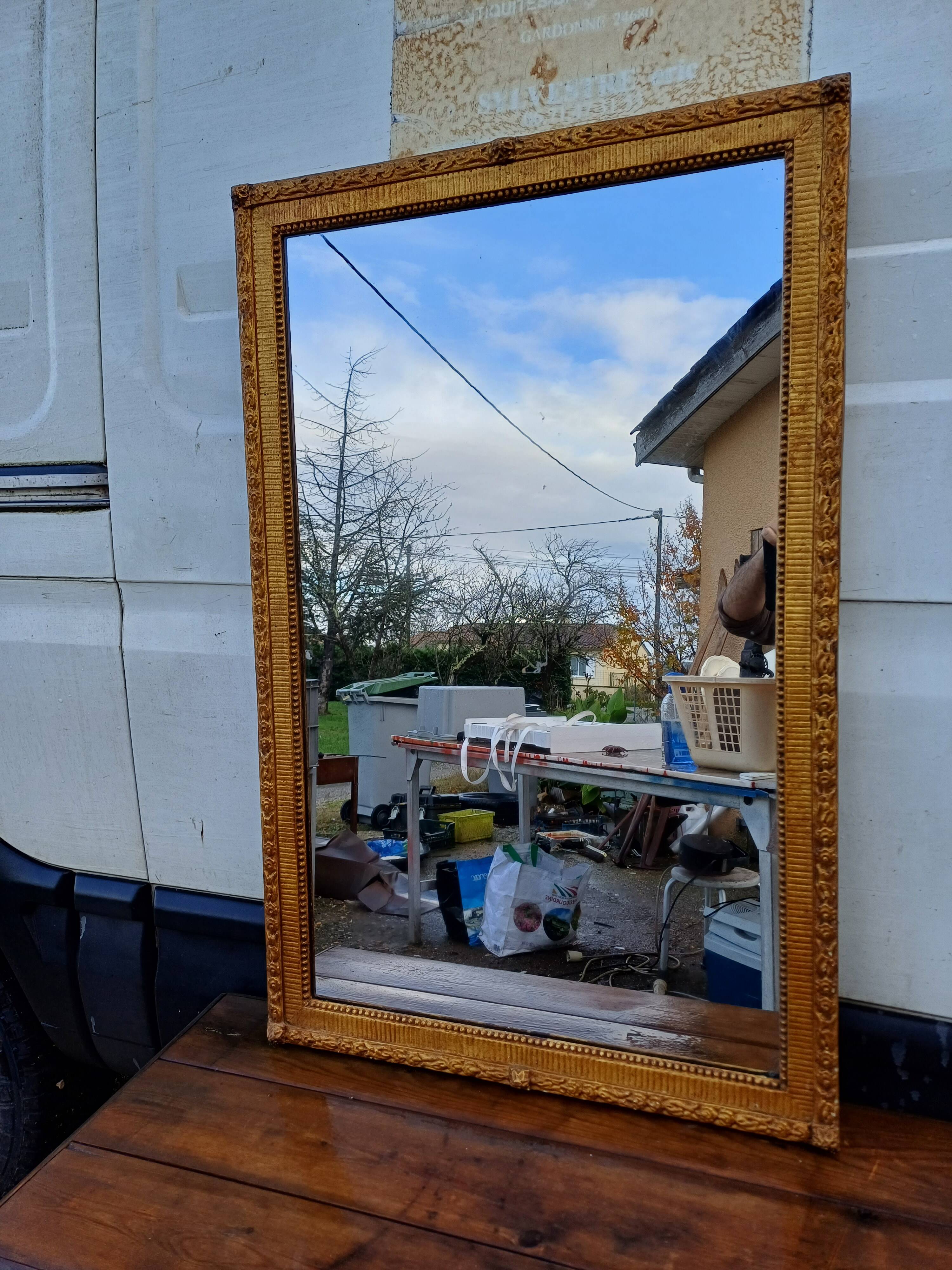 Miroir 19 éme Bois et Stuck Doré