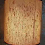 Modernist lamp chromed metal 70s, beige canvas lampshade
