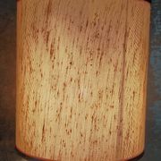 Modernist lamp chromed metal 70s, beige canvas lampshade