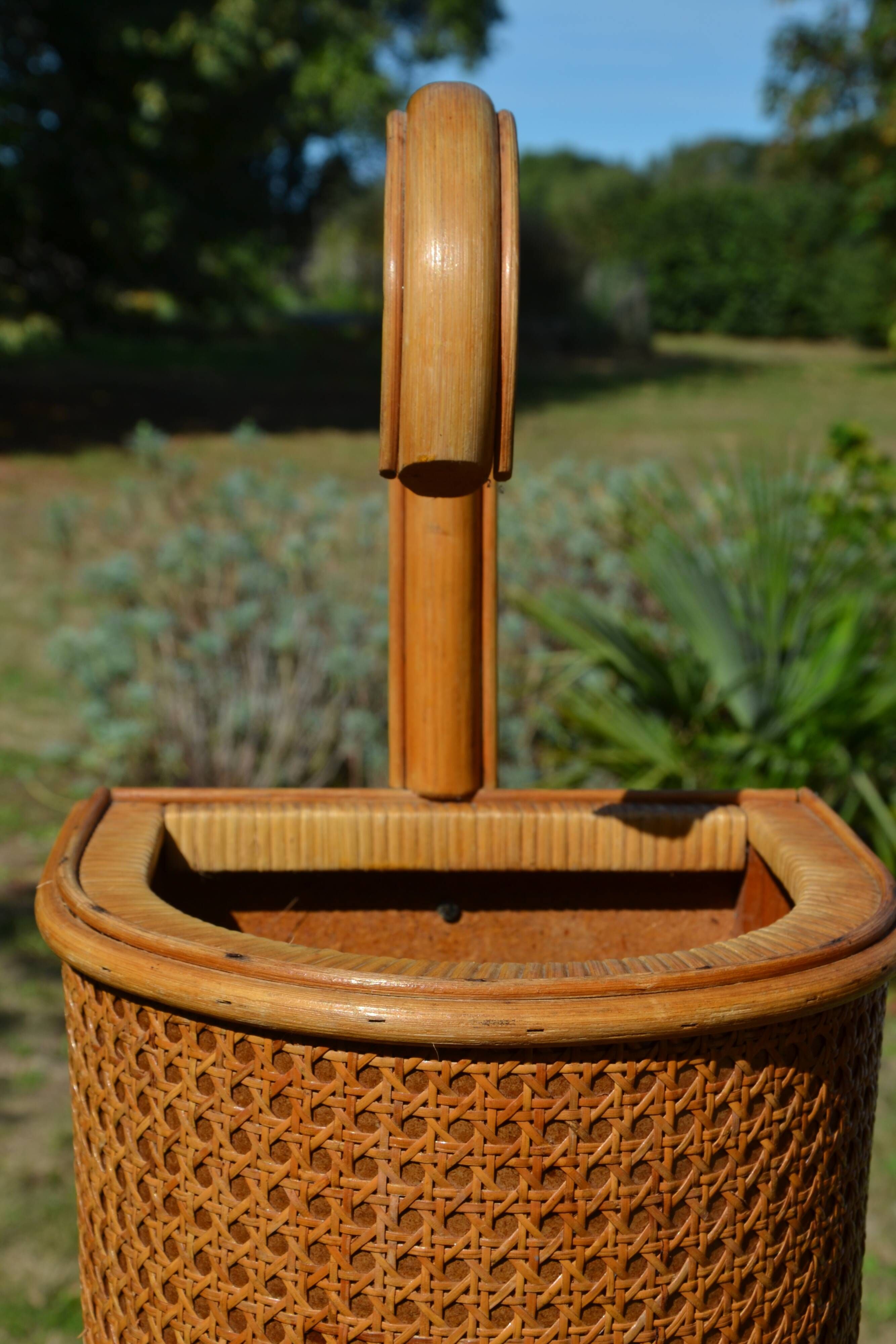 Vintage wicker and cane umbrella stand