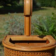 Porte-parapluie osier et cannage vintage