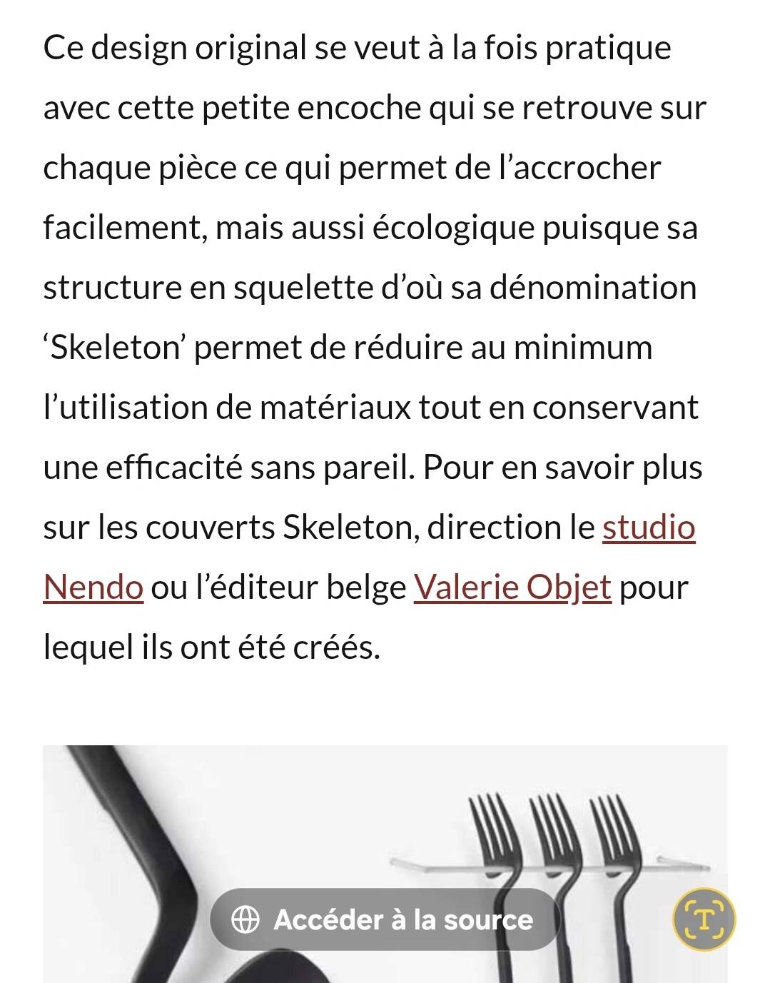 Ménagère inox noir Nendo designer japonais