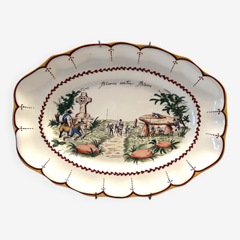 Oval dish "bicentenary of the Revolution", earthenware of Saint Clement