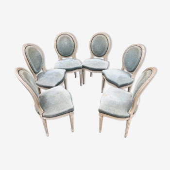 Set of 6 chairs medalion of Louis XVI style