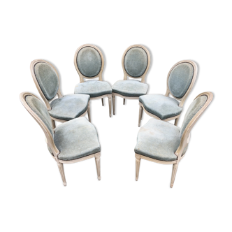 Set of 6 chairs medalion of Louis XVI style