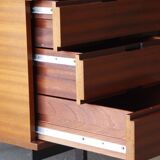 Mahogany veneer desk by Pierre Guariche for Minvielle, 1950s