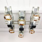1970's cubic chandelier in chromed metal designed by Maison Sciolari for Mazzega