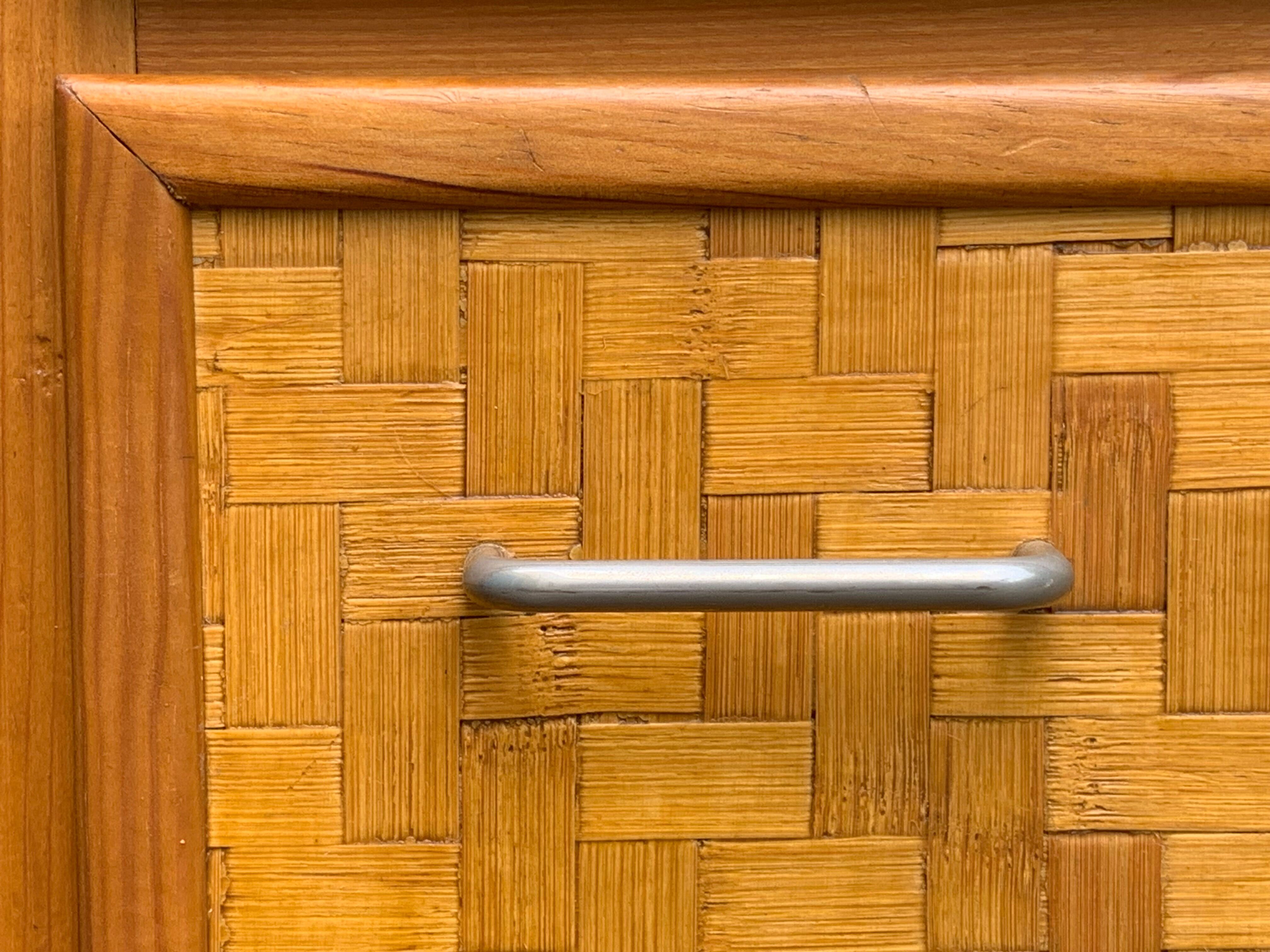 Bamboo cabinet woven and modular pine vintage 1960