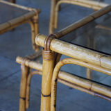 Set of eighteen rattan coffee tables 1950'