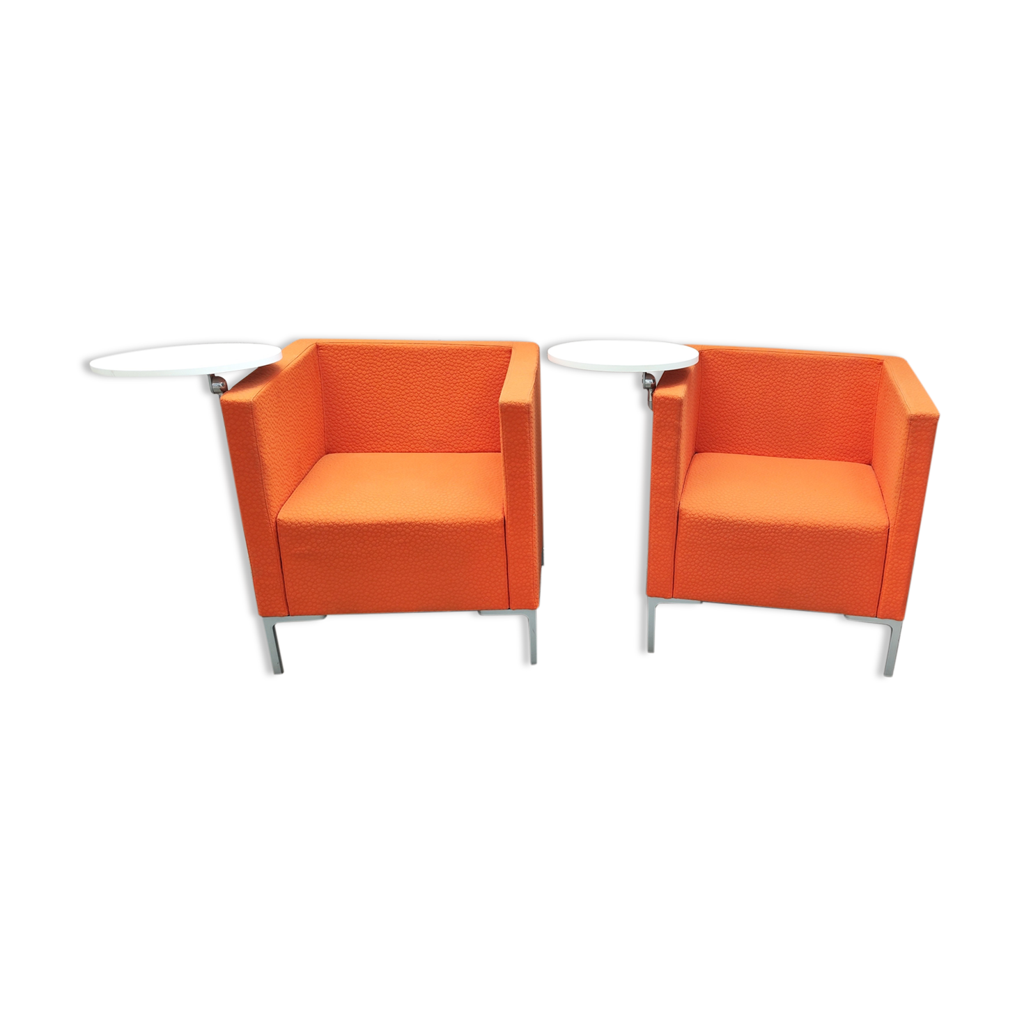 Paire de fauteuils vintage cubis de talin avec tablette