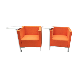 Pair of vintage talin cubis armchairs with tablet