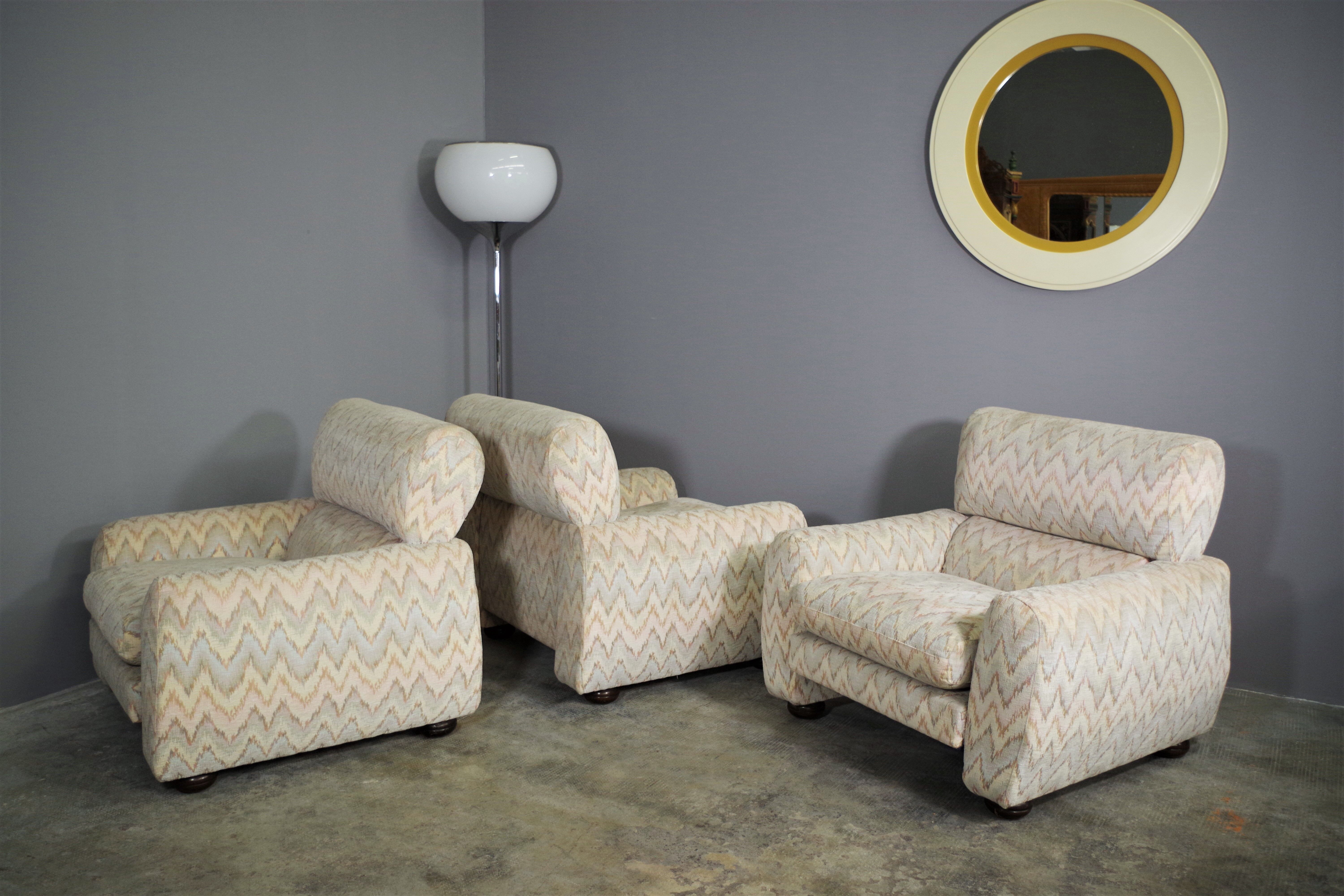 Missoni armchairs, 1970s, set of 3