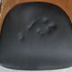 Four swivel chairs - metal base - smoked brown plexi shell - black skaï seat