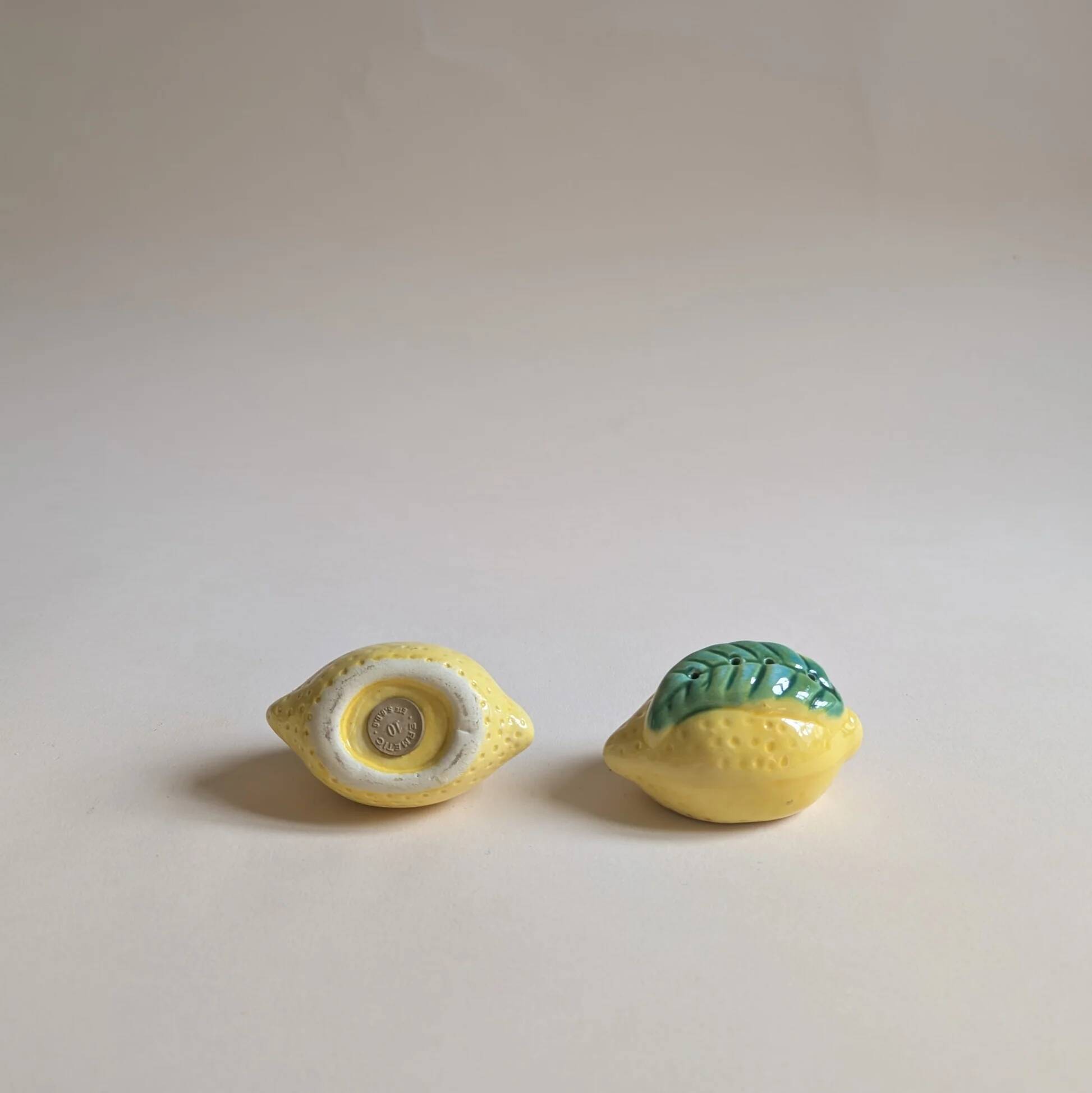 Lemon slushie set, gravy boat, pepper shaker and salt shaker