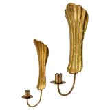 Pair of Art Deco wall sconces in brass, Sweden, 1950s